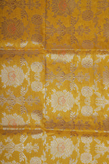 Handloom Banarasi Brocade Silk Fabric - Yellow