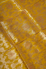 Handloom Banarasi Brocade Silk Fabric - Yellow