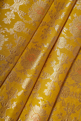 Handloom Banarasi Brocade Silk Fabric - Yellow