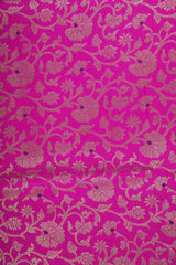 Handloom Banarasi Brocade Silk Fabric - Magenta