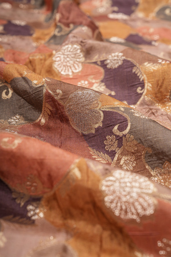 Handloom Banarasi Brocade Silk Fabric - Beige