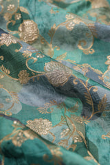 Handloom Banarasi Brocade Silk Fabric - Blue