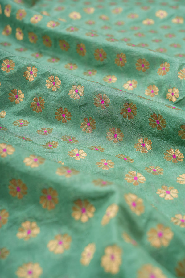 Handloom Banarasi Brocade Silk Fabric - Butidar Blue