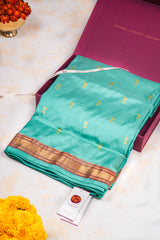 Handloom Paithani Silk Saree - Pastel Blue