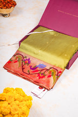 Handloom Paithani Silk Saree - Mehendi Green