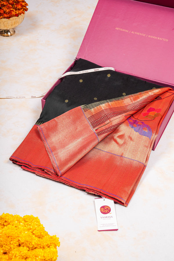 Handloom Paithani Silk Saree - Black