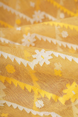 Exclusive Handloom Muslin Jamdani Jamdani Saree - Yellow White