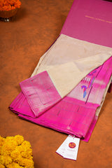 Handloom Paithani Silk Saree - Triple Muniya Beige