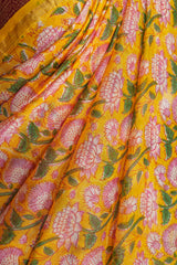 Cotton Hand Block Print Sarees Yellow