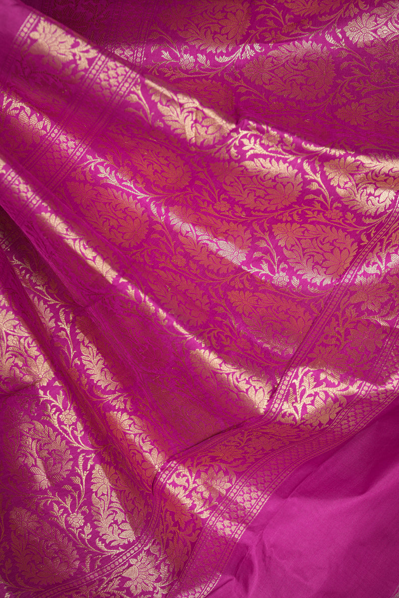 Handloom Kadhua Banarasi Katan Silk Saree - Butidar - Purple