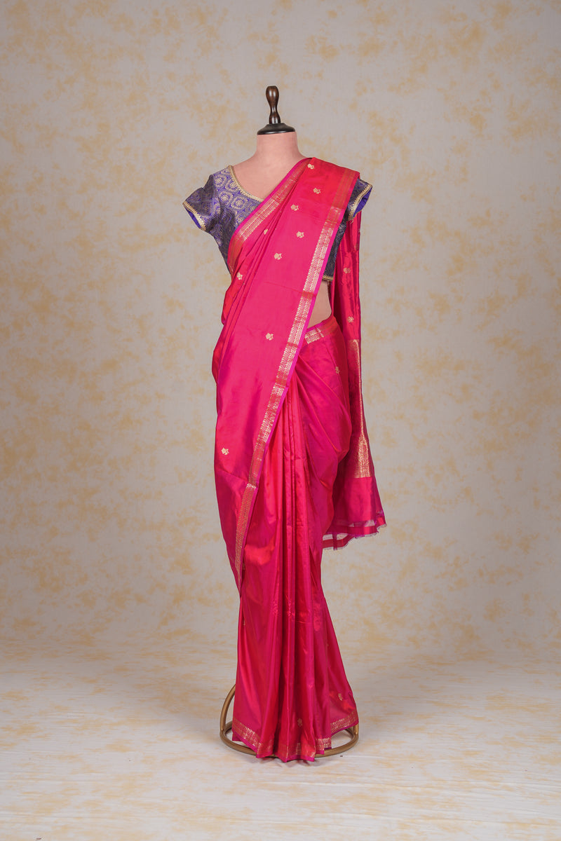 Handloom Kadhua Banarasi Katan Silk Saree - Butidar - Red