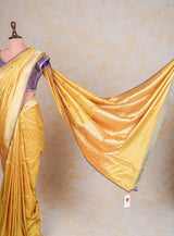 Handloom Kadhua Banarasi Katan Silk Saree - Butidar - Peach Minedar Floral