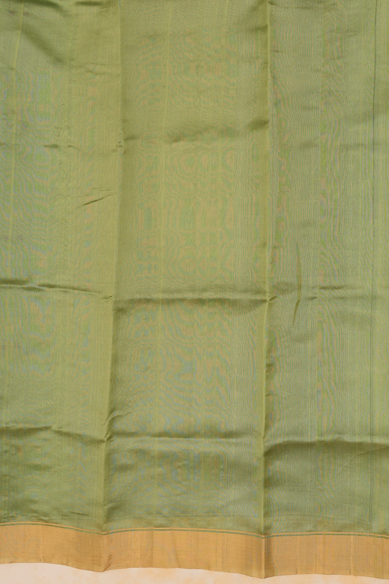 Handloom Cotton Silk Chanderi Saree Green Gold Buta