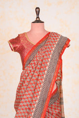 Cotton Hand Block Print Saree Small Border