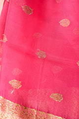 Handloom Kadhua Banarasi Kora Silk Saree - Butidar - Red, Aboli