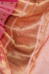 Handloom Kadhua Banarasi Kora Silk Saree - Butidar - Red, Aboli