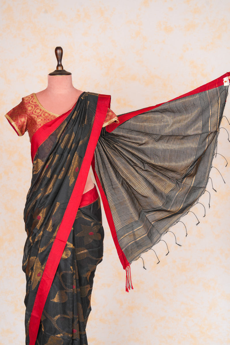 Handwoven Black Jamdani Saree