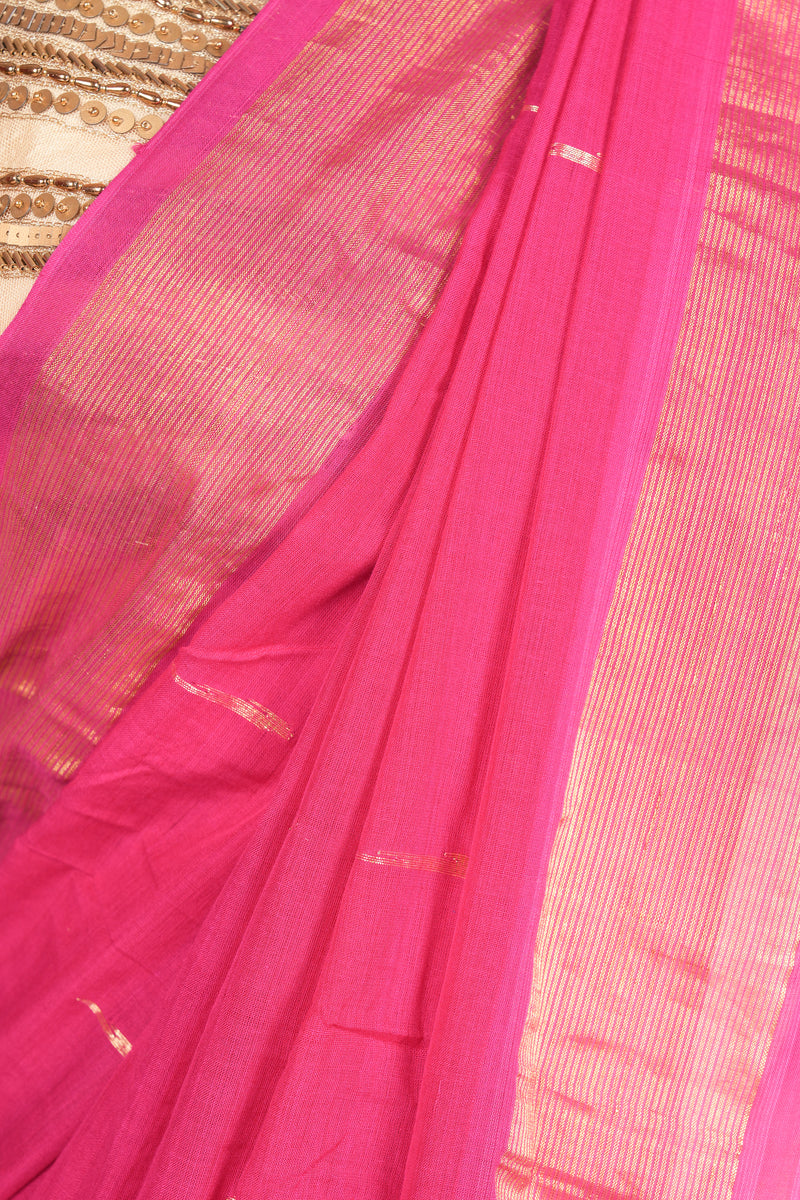 Handwoven Pink & Gold Paithani Saree With Classic Pallu