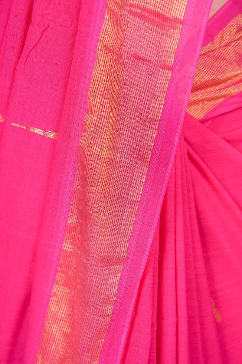 Handwoven Pink & Gold Paithani Saree With Classic Pallu