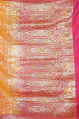 Handwoven Banarasi Saree Yellow Red