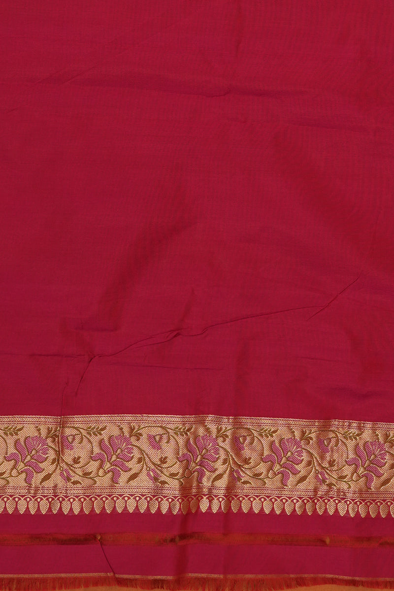 Handwoven Banarasi Saree Yellow Red