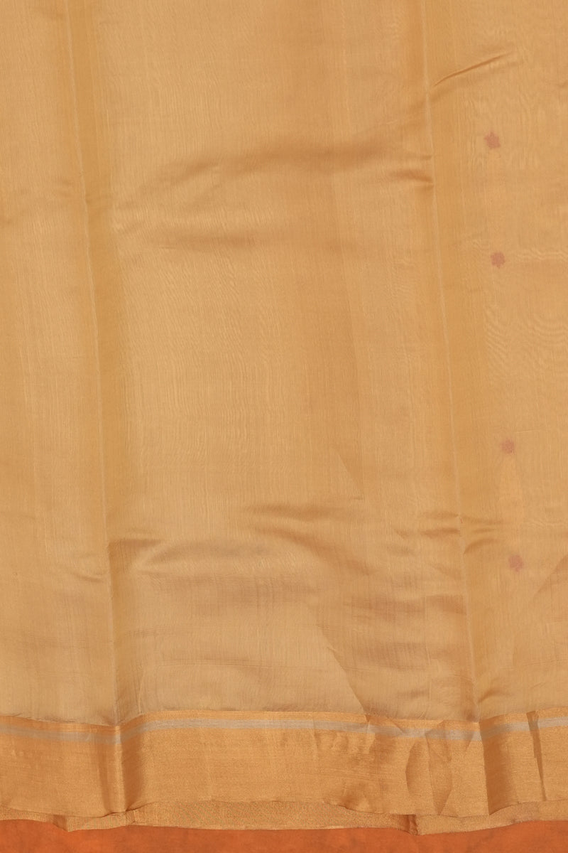 Handloom Cotton Silk Chanderi Saree Gold Red Buta