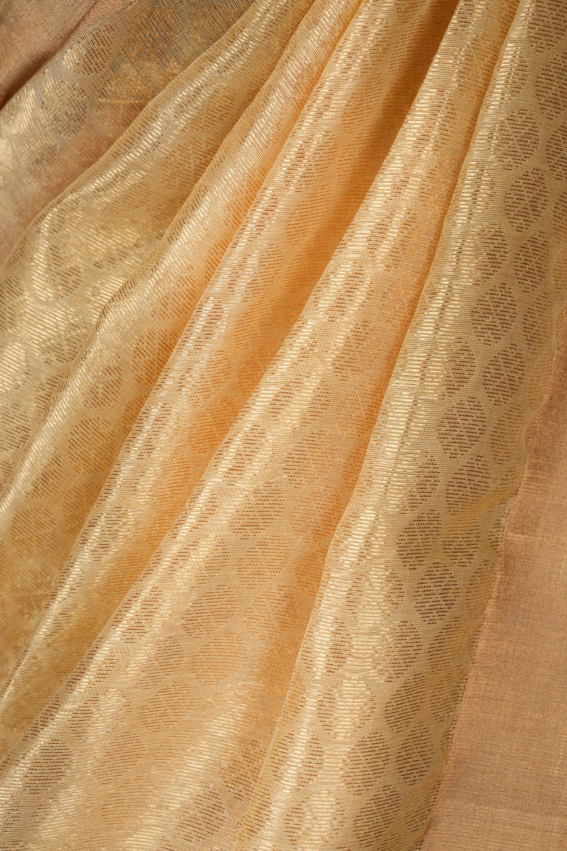 Handloom Cotton Silk Chanderi Saree Yellow Gold Comb Buta