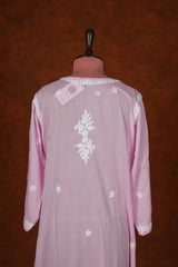 Chikankari Fine Modal Cotton Kurta - Pink