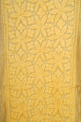 Chikankari Pure Soft Silk Pant Set - Yellow Shaded