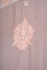 Chikankari Pure Soft Silk Cotton Pant Set - Pastel Orange Shaded