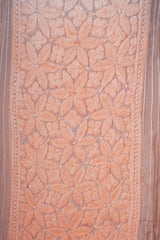 Chikankari Pure Soft Silk Cotton Pant Set - Pastel Orange Shaded