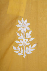 CHIKANKARI FINE MUL COTTON KURTA - Yellow