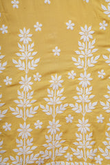 CHIKANKARI FINE MUL COTTON KURTA - Yellow