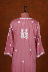 Chikankari Fine Modal Cotton Kurta - Aboli Pink