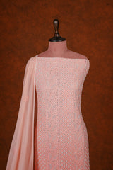 Chikankari Georgette Suits Set -Light Orange