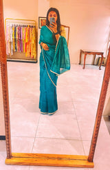 Handloom Chanderi Silk Saree - Peacock Green