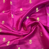 Handloom Chanderi Silk Saree Sun Flower Buta With Red Mina - Dark Pink