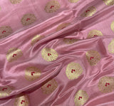 Handloom Silk Chanderi Saree Tree Buta All Over - Pastel Pink