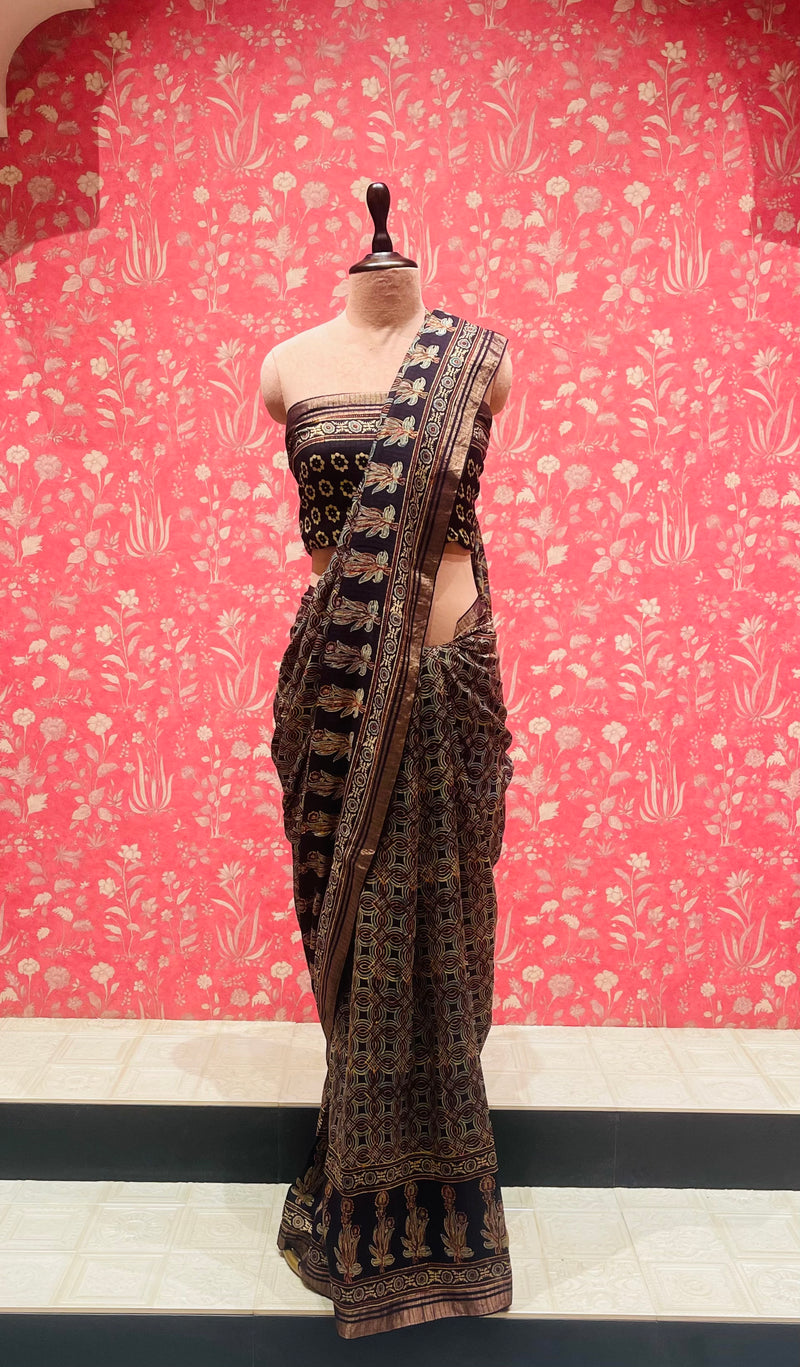 Ajrakh Eri Silk Saree