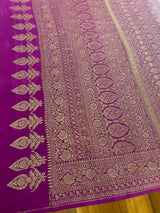 Handloom Fekua Banarasi Crepe Silk Saree - Jaal - Purple