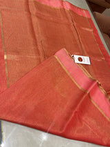 Steffy Merwin Handloom Chanderi Silk Saree- Orange