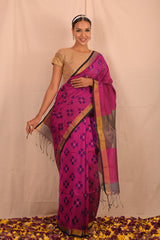 Dark Pink Jamdani Motif Saree