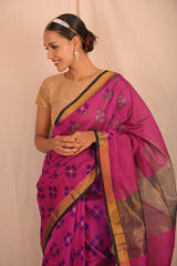 Dark Pink Jamdani Motif Saree