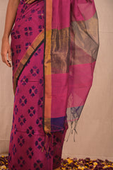 Dark Pink Jamdani Motif Saree