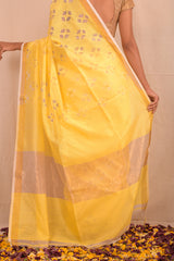 Lemon Yellow Jamdani Motif Saree