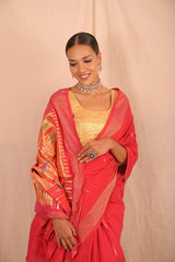 Handwoven Red & Gold Paithani Saree With Classic Pallu