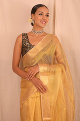 Handloom Tissue Silk Chanderi Saree Antique Gold