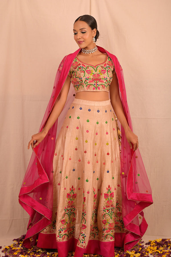 Shaheen Golden Bridal Lehenga Set