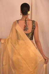 Handloom Tissue Silk Chanderi Saree Antique Gold