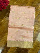 Handloom Chanderi Silk Saree Floral Buta With Red Mina - Aboli